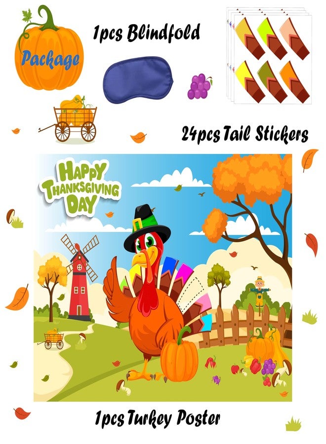 HRENCY Pin The Tail on The Turkey Game Thanksgiving Party Games for Kids Festival Thanksgiving Turkey Party Supplies Activities - Image 2